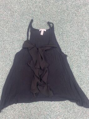 Ambiance Black Ruffle Front Camisole